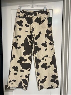 wild fable Black & Cream Cow Spot Wide-Leg Jeans